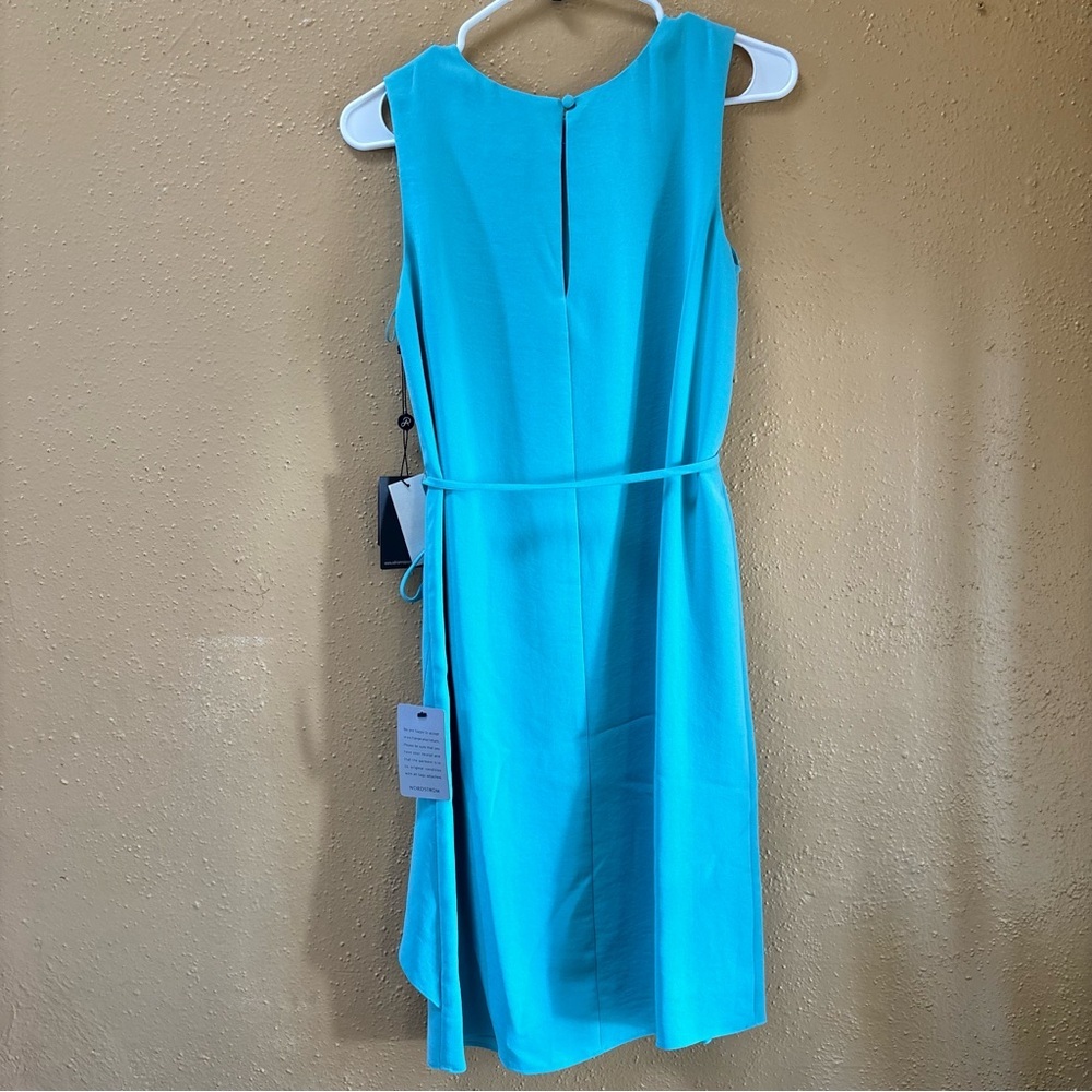 Adrianna Papell Aruba Blue Gauzy Crepe Draped Front Dress AP10100837 Womens 4 - Picture 5 of 8